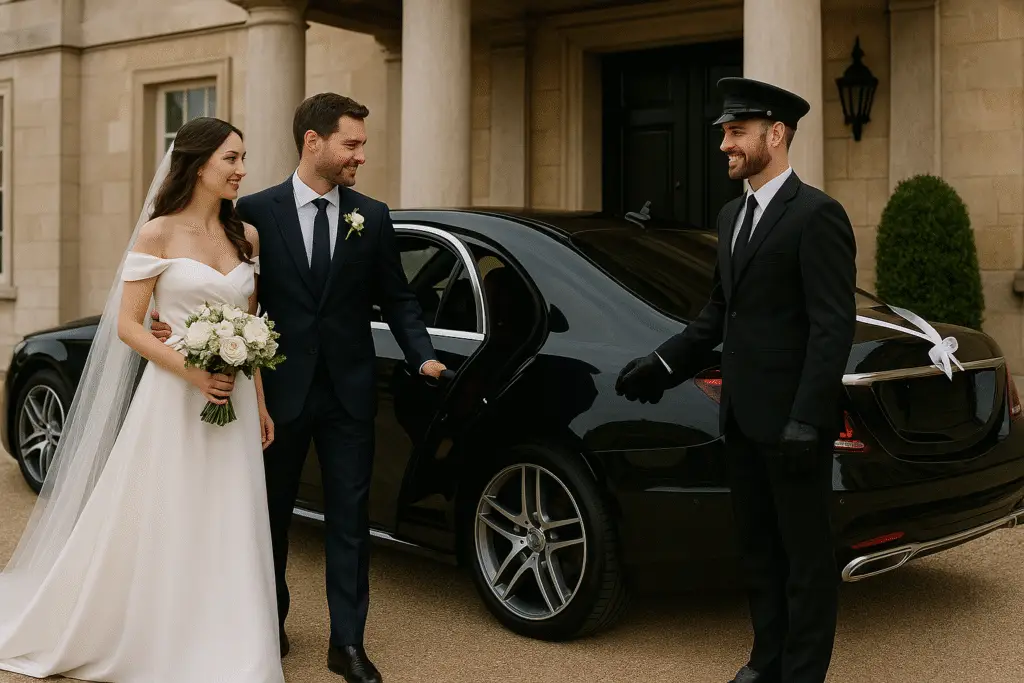 Wedding chauffeur car hire with luxury Mercedes