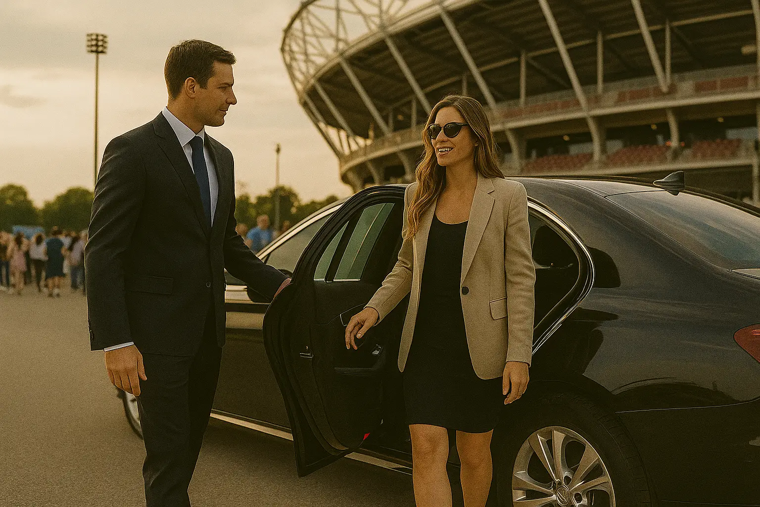 Chauffeur-driven luxury car for red carpet event in London
